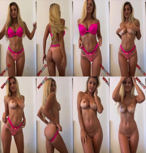 Polina Aura Tease and Show sexy Body in pink lingerie to fans video leaked