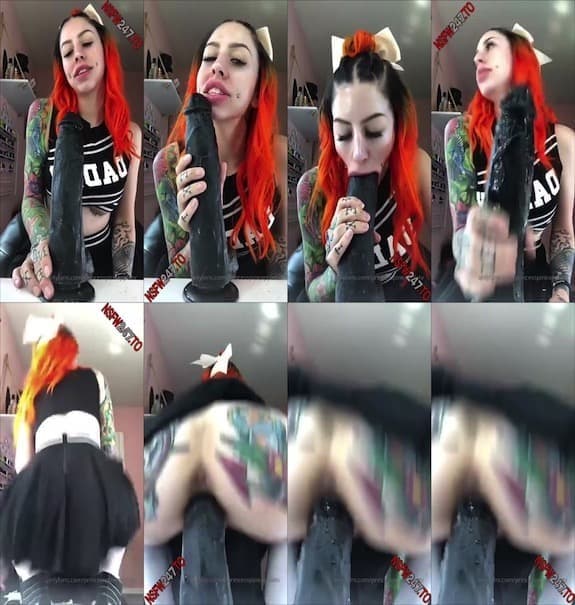 Princess Pineapple riding a huge dildo in a black mini skirt video leaked